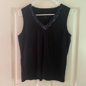 Talbots Black Beaded Trim Tank Top